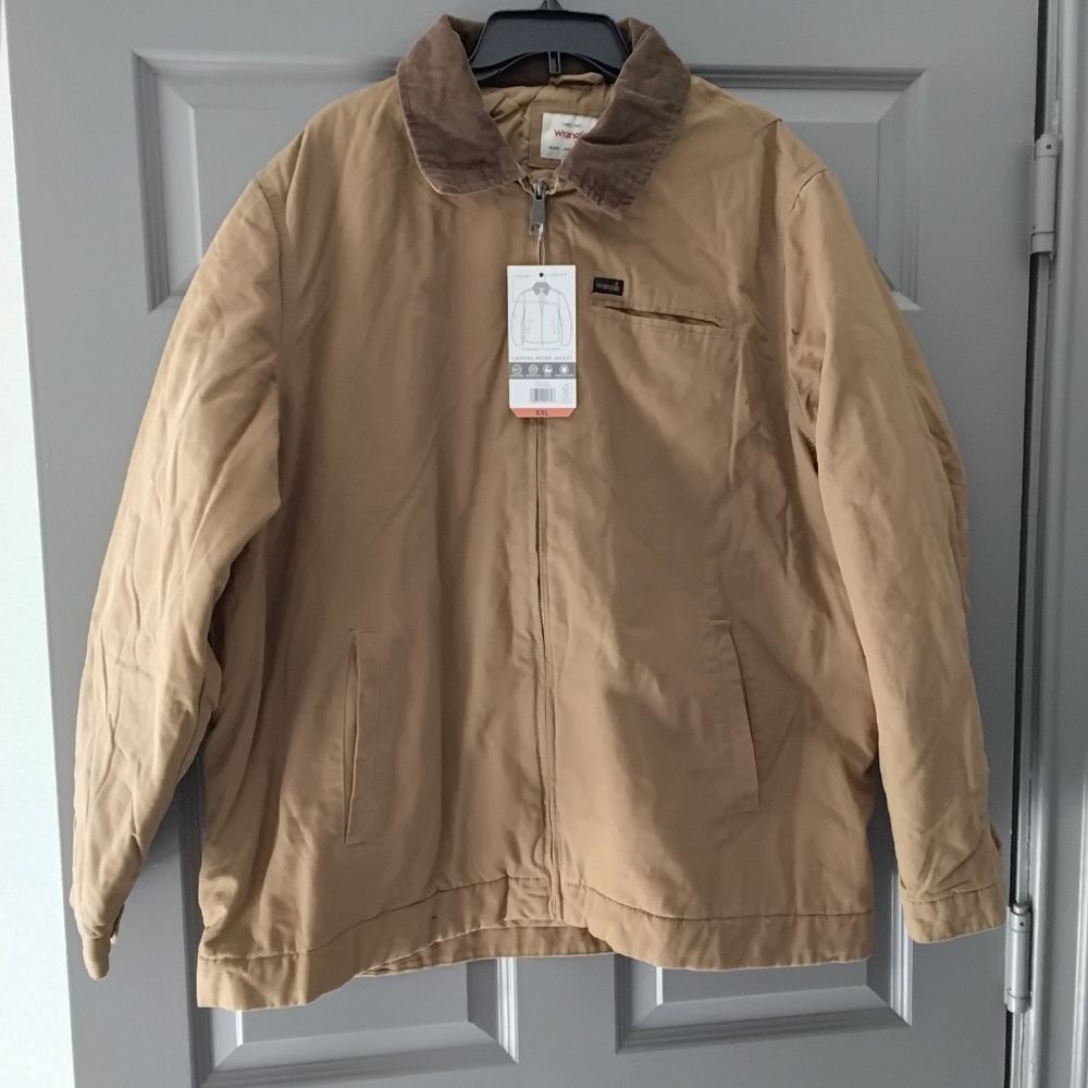 Wrangler Tan Canvas Jacket with Brown Collar